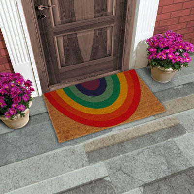 Coco & Coir Door Mat Rainbow Indoor Outdoor Non Slip Colourful Design ...