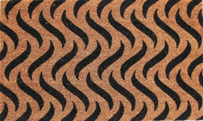 Coco&Coir Door Mat Rubber Backed Eco-Friendly Indoor Outdoor Heavy Duty Patterned Entrance Door Mat 45 x 75 cm SAND DUNES