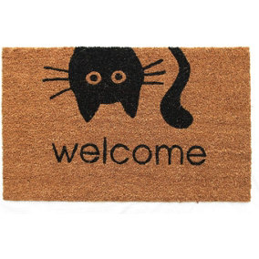Coco & Coir Door Mats Indoor Outdoor Non Slip Cat Design Entrance Welcome 45cm x 75cm MEOW WELCOME