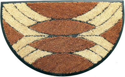 Coco & Coir Indoor Outdoor Doormat Natural Thick (1.6cm) Wearing Non-Slip Rubber Backed Entrance Mat 45cm x 75cm PALM CLUSTER ARC