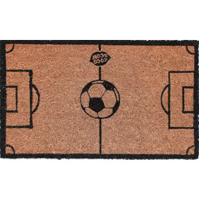 Coco&Coir Natural Coir Eco-Friendly Indoor Outdoor Heavy Duty Football Themed Entrance Door Mat 45 x 75 cm THE GAME