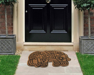 Coco&Coir Natural Coir Non-Slip Eco-Friendly Indoor Outdoor Heavy Duty Animal Theme Entrance Door Mat 45X75cm ROYAL JUMBO