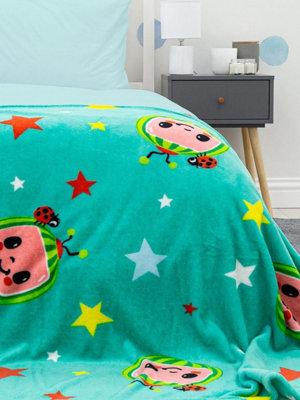 Cocomelon Cute Green Fleece Blanket DIY at B Q