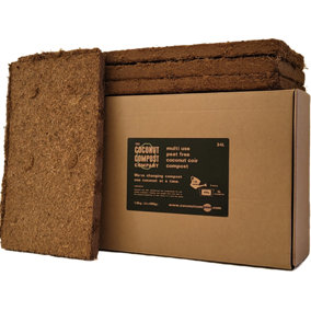 COCONUT COMPOST. Organic Coir Soil. 24L (4x6L) Peat Free + Plastic Free. Indoor + Outdoor Plants. Professional Standard.