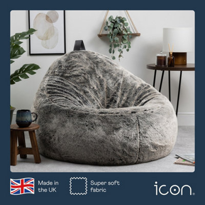 Arctic Wolf Grey Fur Beanbag Bean Bag Chair Icon Kids Faux Fur
