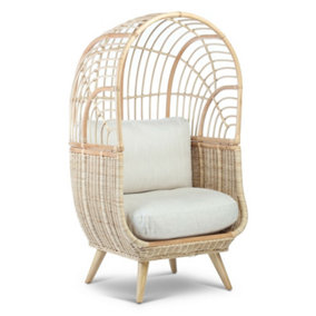 Cocoon Indoor Rattan Egg Chair with Beige Cushion