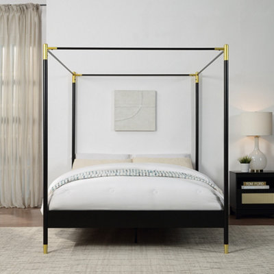 Codicote Modern 4 Poster Black Metal Bed Frame - Small Double/Double/King