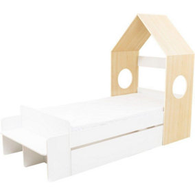 Cody 1 Drawer House Bed in White and Pine Effect Finish