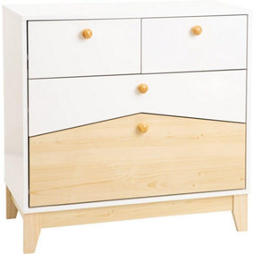Cody 2+2 Drawer Chest in White and Pine Effect Finish