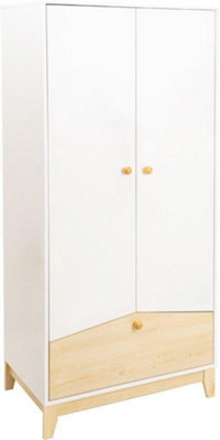 Cody 2 Door 1 Drawer Wardrobe in White and Pine Effect Finish