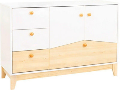 Cody 2 Door 4 Drawer Storage Unit in White and Pine Effect Finish