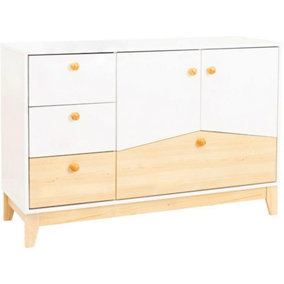 Cody 2 Door 4 Drawer Storage Unit in White and Pine Effect Finish