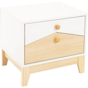 Cody 2 Drawer Bedside in White and Pine Effect Finish
