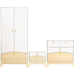 Cody Trio Bedroom Set in White and Pine Effect Finish