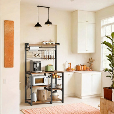 Coffee Bar, Bakers Rack, Kitchen Shelf, with Holder, Wire Basket, Paper ...