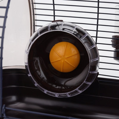 Picture of Coffee Color Plastic and Wire Hamster Cage with Play and water ...