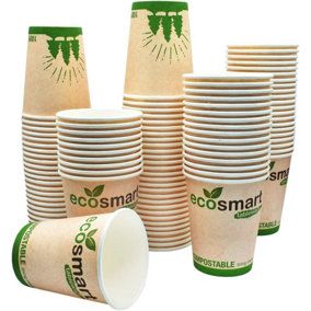 Coffee Cups for Hot Drinks with Insulated Lining Cups (Biodegradable 8oz 100 Pack)