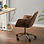 Coffee Ice Velvet Swivel Home Office Chair Desk Chair with Armrest