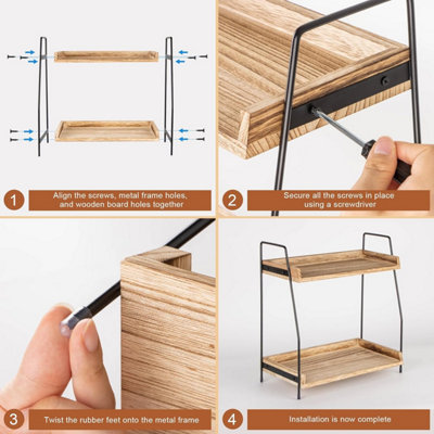 Vbghyujn 2 Tier Coffee Bar Accessories And Organizer Shelf Wooden Coffee Station Organizer Countertop Coffee Bar Decor Coffee Syrup Canisters Cups Rack B