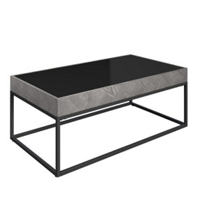 Coffee Table Axis Black MDF Wood Effect 8mm Tempered Glass Top Living Room Desk