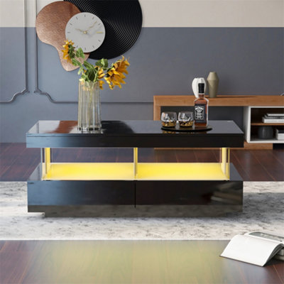 Coffee Table for Living Room, High Gloss Tea Table with 16