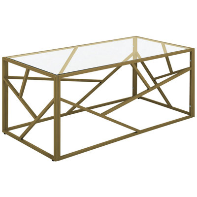 Coffee Table Glass Powder Coated Gold ORLAND