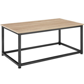 Coffee Table Lynch - rectangular with height-adjustable plastic feet - industrial wood light, oak Sonoma