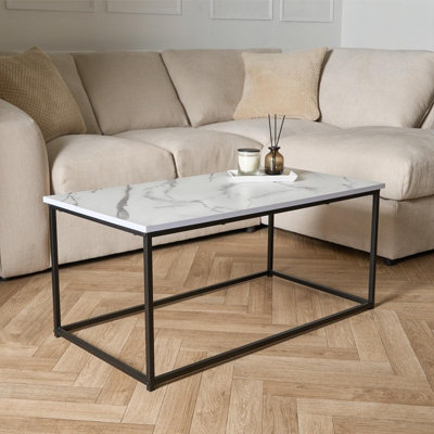 Coffee Table Marble Bedside End Living Room Modern Office Metal Frame Home Decor