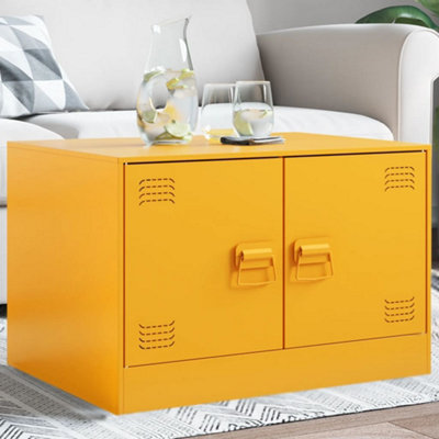 Coffee Table Mustard Yellow 67x50x44 cm Steel