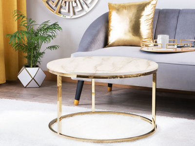 Coffee Table Stainless Steel Marble Effect Gold CORAL