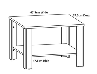 Coffee Table Storage Shelf 68cm Square Living Room Table White Matt Side Lamp Table Modern Ode