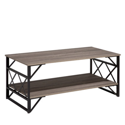 Coffee Table Taupe Wood with Black BOLTON