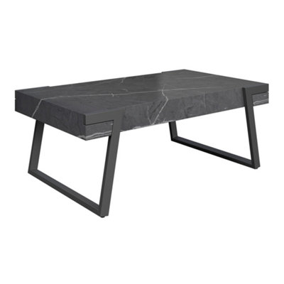 Coffee Table Verve Grey Marble Effect MDF Top 10cm Thick Living Room Desk Decor