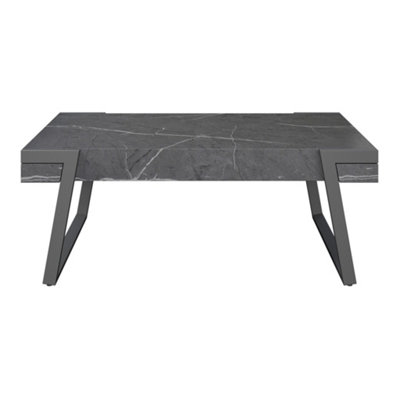 Coffee Table Verve Grey Marble Effect MDF Top 10cm Thick Living Room ...
