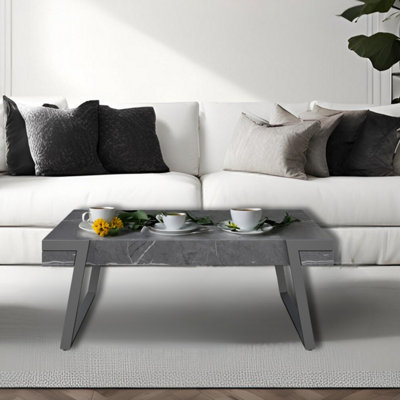 Coffee Table Verve Grey Marble Effect MDF Top 10cm Thick Living Room ...