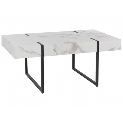 Coffee Table White Marble Effect with Black MERCED