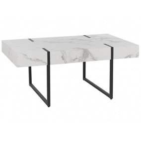 Coffee Table White Marble Effect with Black MERCED