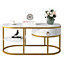 Coffee Table with Drawers and Shelves Side Table with Golden Handles