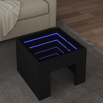Coffee Table with Infinity LED Black 40x40x30 cm