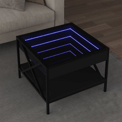 Coffee Table with Infinity LED Black 50x50x38 cm