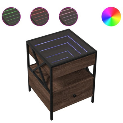 Coffee Table with Infinity LED Brown Oak 40x40x51 cm