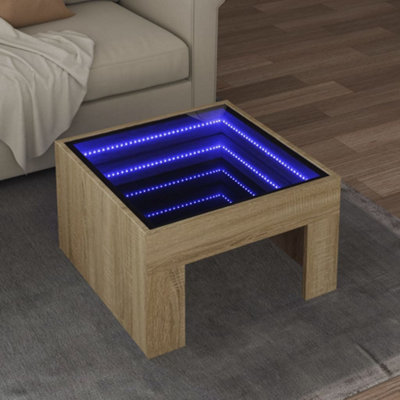 Coffee Table with Infinity LED Sonoma Oak 50x50x30 cm