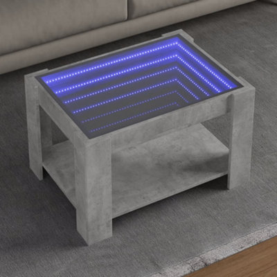 Coffee Table with LED Concrete Grey 73x53x45 cm Engineered Wood