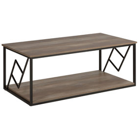 Coffee Table with Shelf Dark Wood and Black FORRES