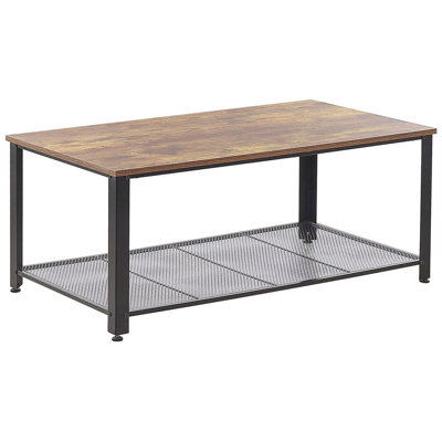 Coffee Table with Shelf Dark Wood with Black ASTON