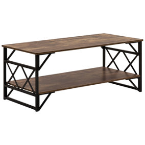 Coffee Table with Shelf Dark Wood with Black BOLTON
