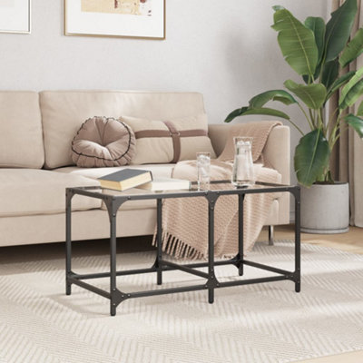 Coffee Table with Transparent Glass Top 78.5x40x40 cm Steel