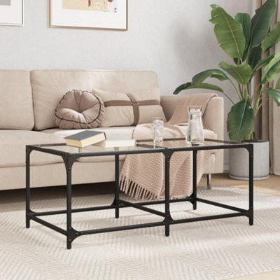 Coffee Table with Transparent Glass Top 98.5x50x40 cm Steel