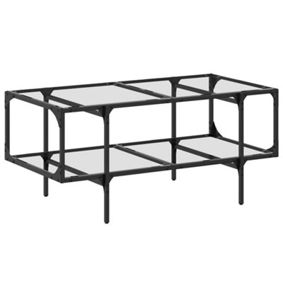 Coffee Table with Transparent Glass Top 98.5x50x45 cm Steel