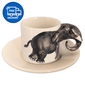 Coffee Tea Cups and Saucers Set Elephant Mug by Laeto House & Home - INCLUDING FREE DELIVERY